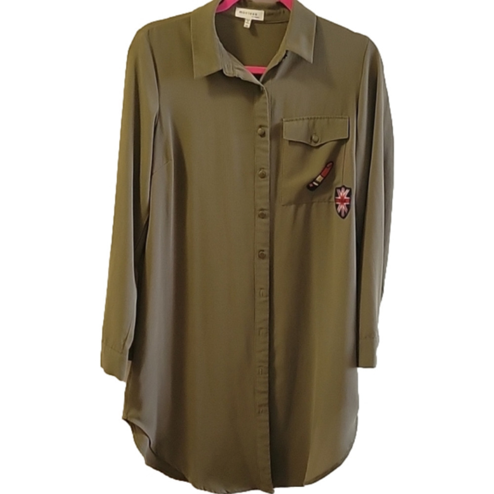 Monteau Khaki Green Shirt Dress M